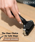 Applying Clear No Slip Stair Tread Tape 4x32 Inches With Anti Slip Strips PVC Free 15 Pack using included roller