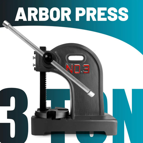 3 Ton Arbor Press Manual Hand Operated Cast Iron Bench Top Press With 12 Inch Stroke showing lever and base design.