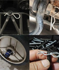 R Shaped Cotter Pins Stainless Steel Hairpin Clips Assortment Kit for Trailer Hitch Lawn Mower Automotive Projects in use