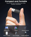 5 Pack Usb Data Blocker Adapter Usba To Usba Charge Only Security Dongle Stops Juice Jacking in a person's hand.