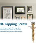 15 Piece Heavy Duty Picture Hangers With Double Headed Screws Rock Solid Drywall And Wood Wall Hooks 100 Lb Capacity Self-tapping screw for artwork frames.