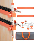 Adjustable Drawer Slide Jig With Toggle Clamp And Magnetic Arm For Precision Cabinet Installations, Laser Engraved Dual Scale Marks