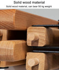 Close-up of solid wood material and metal connectors of Two Pack Folding Wooden Luggage Stand For Hotel Rooms, Collapsible Luggage Rack.