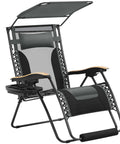 Zero Gravity Patio Lounge Chair With Cup Holder Tray Canopy Shade And Headrest Padded Adjustable Recliner For Beach Camping