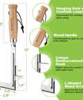 Heavy Duty 12 Inch Crack Weeder With L Shaped Stainless Steel Blade For Jammed Paving Gaps And Concrete Cracks, features wood handle.