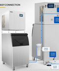 Industrial 550 Lbs Per Day Commercial Ice Maker With 300 Lbs Storage Bin, LCD Touch Control Panel, Automatic Cleaning