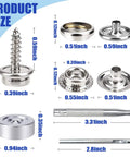 All In One Marine Grade Canvas Snap Kit For Boat Repair With 353 Pieces, Stainless Steel Caps Sockets Posts Studs And Screws