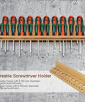 Must Have Wall Mount Screwdriver Rack And Pliers Holder Set Bamboo Tool Organizer showing 10 screwdriver holes