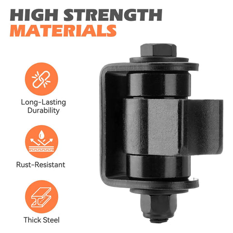 Heavy Duty Weld On Gate Hinges Four Pack Built Tough For Gates Up To 1100 Lbs With Maintenance Free Sealed Bearings, Rust Resistant Steel, Post Installation Safe For Powder Coating, High Strength Hardware For Long Lasting Use, black steel hinge close-up