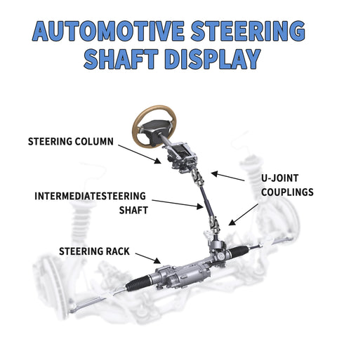 Diagram of automotive steering shaft with Three Quarter DD To Three Quarter DD Steering Shaft Universal U Joint Coupling In Chrome Steel