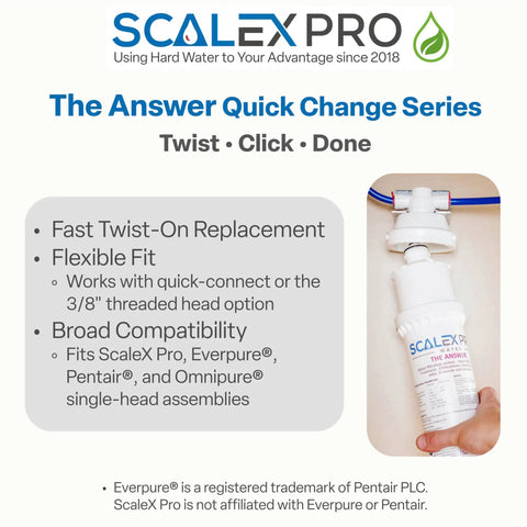 Ten Inch Hard Water Filter With Salt Free Nac Tech Cuts Through Annoying Scale Buildup And Knocks Out Chlorine For Whole Home Use in Quick Change Series.