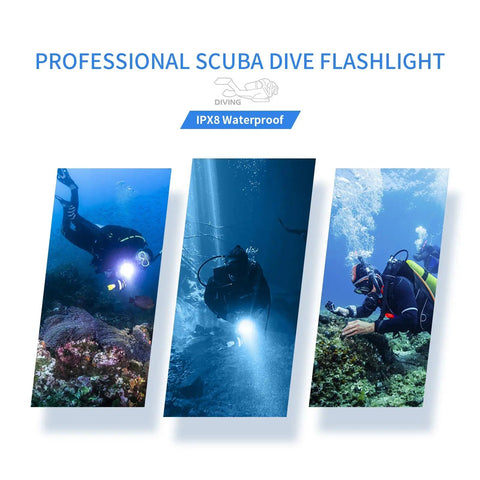 Diving Flashlight DL06 Max 15000 Lumen Scuba Light With 6 LEDs 100 Degree Beam for underwater night dive, IPX8 waterproof