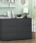 Black Modern 3 Drawer Dresser For Bedroom And Living Room against green wall with decor