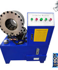 Badass Electric Hydraulic Hose Crimper Rock Solid Press Machine With 10 Tight Die Sets For Knockout High Pressure Pipe Fitting and Tube Shrinking Heavy Duty 220V 3 Phase 4Kw Beast with control panel and crimping dies.