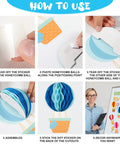 Instructions for assembling 3D Hot Air Balloon Honeycomb Bulletin Board Set For Classroom Decor With Colorful Balloon Cutouts And Cloud Shapes