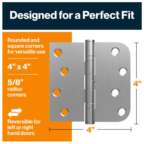 Heavy Duty Stainless Steel Ball Bearing Door Hinges For Interior And Exterior Use Outswing With Four Rounded Corners Image