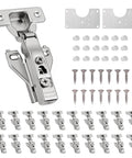 50 Pack Soft Close Hidden Cabinet Hinges For One Half Inch Overlay, Face Frame Concealed 105 Degree Hinges With Cabinet Bumpers, Repair Plates And Mounting Screws, All In One Value Kit For Quick No Fuss Kitchen Upgrades displayed