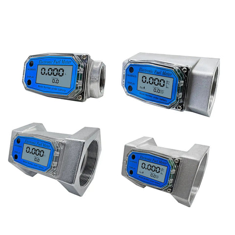 Liquid Flow Meter Turbine Sensor With LCD Display for Diesel Fuel Urea Water, 1 to 3 inch inline, multiple angles