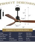 Infographic of 52 Inch Ceiling Fan With Lights For Indoor Outdoor Use Wood Blades Noiseless Three Blade Reversible DC Motor