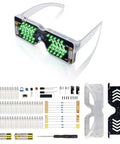 DIY Voice Activated LED Glasses Kit With Battery, Soldering Practice For STEM Learning, assembly components and glasses