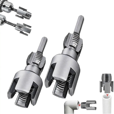 Integrated Internal And External Pipe Threading Tool For One Half Inch And Three Quarter Inch PVC Pipes, Pro Grade Quick And Easy Thread Cutter For Electric Drill, All In One PVC Thread Maker Tool With Precise Cutting And Durable Build.