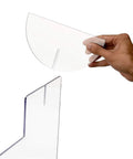 Hand assembling Heavy Duty Acrylic Desk Sneeze Guard 24 By 36 Inches Tabletop Shield With Transaction Window from 3 Pack