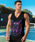 Dope Men's Graphic Tank Top Sleeveless V Neck Shirt Quick Dry Athletic Gym Vest worn by man on tennis court