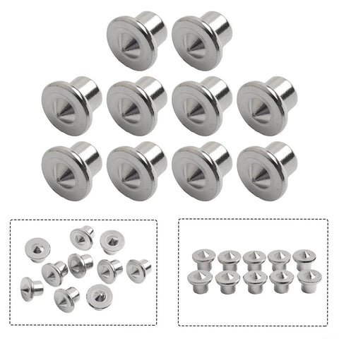 Dead On Precision Steel Dowel Centers, 10 Pack Workshop Markers for wood joint alignment, chrome plated steel, 6mm to 12mm sizes.