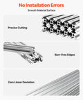 Kickass 2020 Aluminum Extrusion Profile Featuring Slick Anodized T Slot Linear Rail for Heavy Duty CNC and 3D Printer DIY Workbench Assembly Silver 10 Pack with burr-free edges and smooth surface.