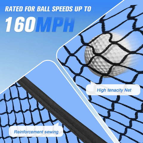 10x7 Ft Golf Hitting Net with Stitched Triangular Side Barriers and Ball Collection System for Backyard and Indoor Use, Quiet Target Cloth