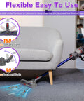 Upgrade High Torque Vacuum Head For Dyson V10 V11 V15 SV12 SV14 SV15 SV17 SV22 SV27 SV28 SV47 Models With Anti Tangle 55 Vanes And Beefy 100W Suction No 97010004 And 97010005 shown under sofa demonstrating flexibility