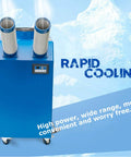 Heavy Hitter 220V Industrial Air Conditioner Outdoor Dual Duct Portable Cooling Fan with two ducts and control panel.