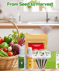 All In Seed Pod Kit For AeroGarden iDOO And Ahopegarden Systems With Seven Heirloom Varieties and accessories with basket of vegetables.