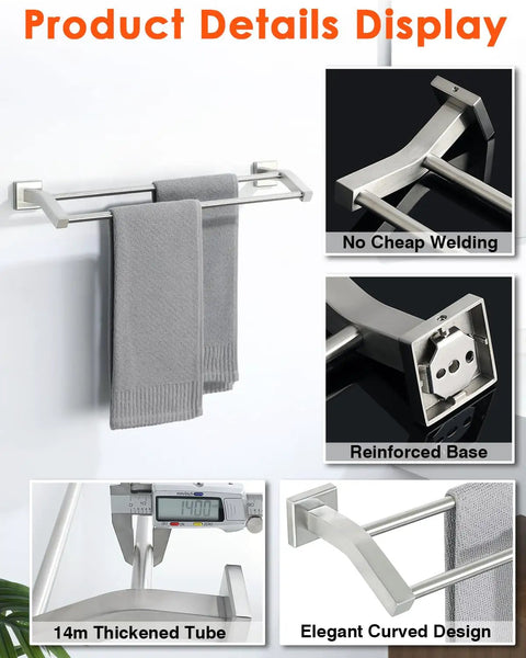 Heavy Duty 28 Inch Double Towel Bar Wall Mount Towel Rack For Bathroom SUS304 Stainless Steel With Brushed Nickel Finish