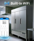 Rock Solid 72 Cubic Foot Commercial Reach In Fridge With Plug And Play Smart Wifi App Control displayed with mobile app.
