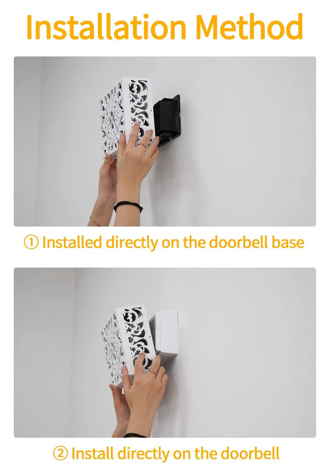 Installation of Doorbell Chime Cover Box Only White Wall Mount Door Bell Cover With Wood Piano Finish Decorative Chime Box.