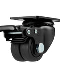 Built Tough Heavy Duty Swivel Casters 1.5 Inch Double Wheel Solid Nylon With Locking Brakes showing a close-up side view.