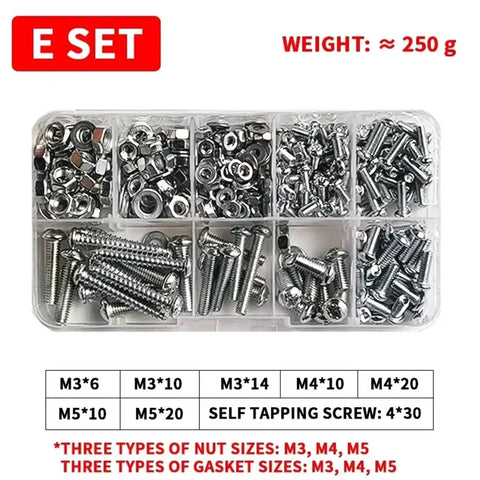 Boss Level Nuts And Bolts Screw And Washer Combo Kit For No Sweat Diy Furniture Household And Electronics Repair With Corrosion Resistant Anti Slip Coated Hardware, assorted sizes included.