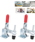 Heavy Duty Toggle Clamp With Arrow Storage Case, 50kg Holding Capacity, iron and plastic clamps shown from front angle