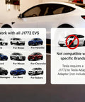 Image showing compatibility of Portable Level 1 And Level 2 EV Charger With 25 Ft Cable J1772 16 Amp Dual Voltage with various car brands.