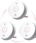 Hardwired Smoke Detector And Carbon Monoxide Alarm Combo 3 Pack featuring test and silence buttons, hardwired connections.