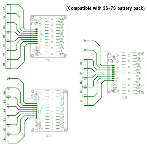 Legit Heavy Duty Active Cell Balancer For 6S And 7S Lithium Packs showing circuit boards compatible with 5S and 7S battery packs.