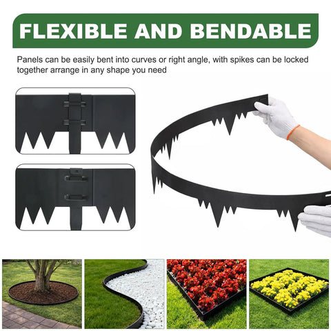 Flexible and bendable metal landscape edging border kit with six panels 42 inch long and 4.5 inch high galvanized steel lawn edging