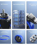 Beefy Heavy Duty 4 Inch Stem Caster Wheels With Dual Locking 2200 Lb Capacity close-up, showing rotation and locking features