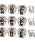 Heavy Duty Eccentric Cabinet Connectors And Screw In Dowel Pins Dead Nuts secure, pack of 10 silver zinc connectors with screws.