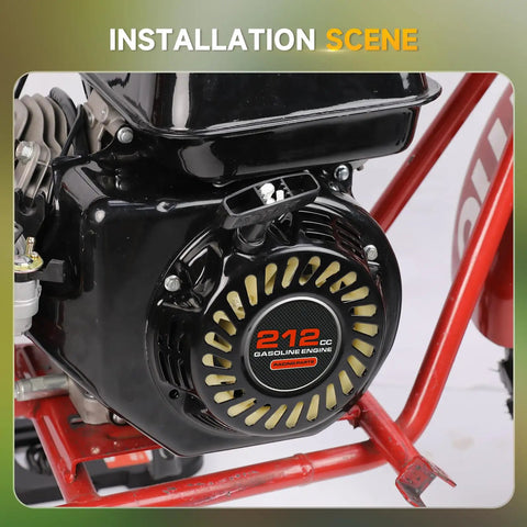 Pull Start Recoil Starter Assembly Replacement For Predator 212cc And 196cc Engines installed on Coleman Mini Bike frame