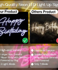 Comparison of Happy Birthday Neon Sign For Wall Decor Large 16.5 By 11 Inches USB Powered LED Light Up Sign with others