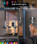 Enclosed 3D Printer Cabinet With 48 Spool Filament Storage, Ventilated Enclosure, Built In LED Light, cat observing prints