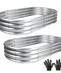 Two Pack Raised Garden Bed For Outdoor Use Made From Galvanized Steel, Easy Tool Free Assembly, Planter Box shown with gloves