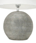 Round Terracotta Table Lamp With Canvas Shade In Distressed Grey Finish, Modern Boho Desk Companion With Rotary Switch, 60W Max, Bulb Not Included.